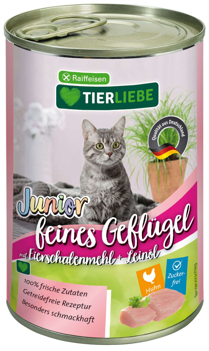 TIERLIEBE Katzen-Nassfutter Junior feines Geflügel